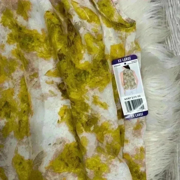 NWT joie summer porcelain print yellow green silk smocked loose fit blouse xxl - Picture 4 of 8